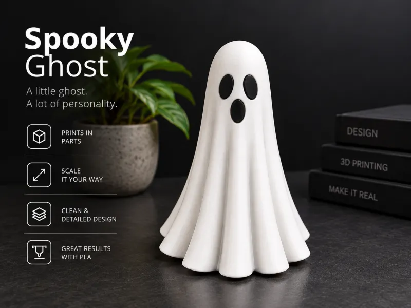 Halloween Ghost - No CFS - Print in parts - Scalable