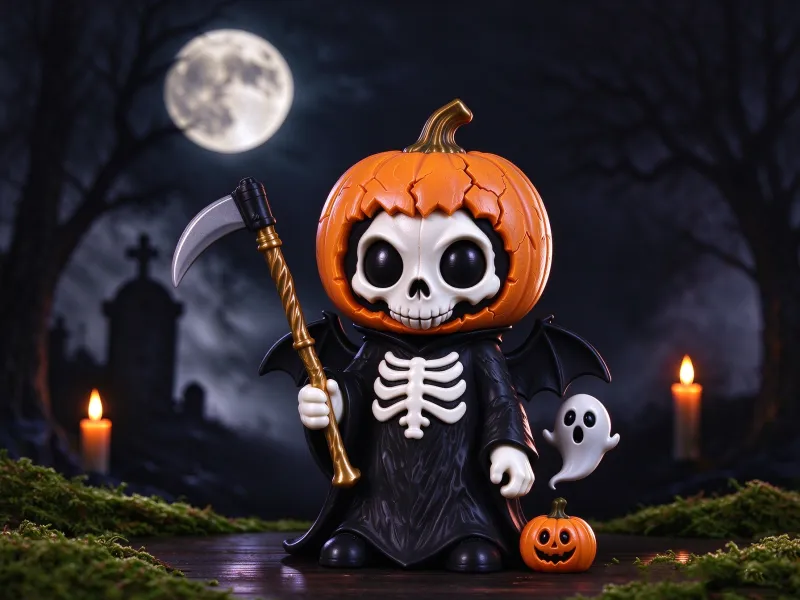 可動ヘッド ハロウィン カボチャ・ガイコツ・死神 クリエイティブフィギュア置物 首振り玩具 完全分割設計 AMS不要