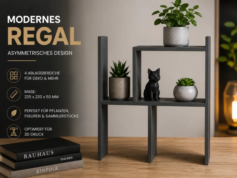 🧱 Modernes asymmetrisches Regal – 4 Ablagebereiche