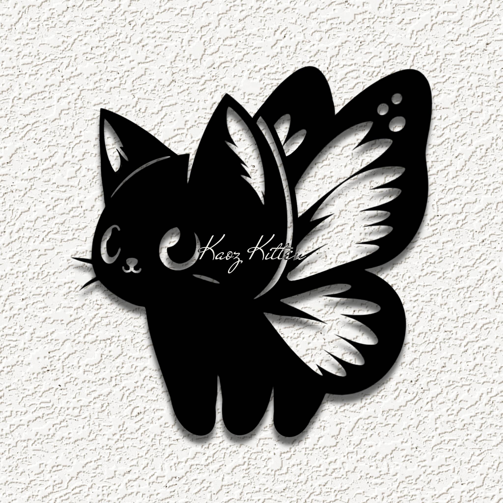 kitty cat fairy butterfly kitten wall art home decor