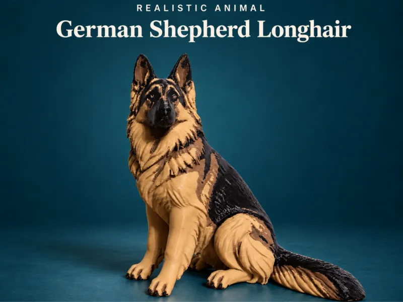 Realistic German Shepherd Longhair Figurine