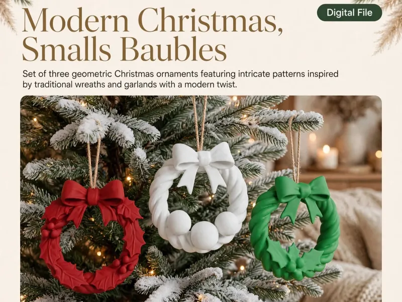 Christmas Ornament Set of 3, Geometric Medallion Tree
