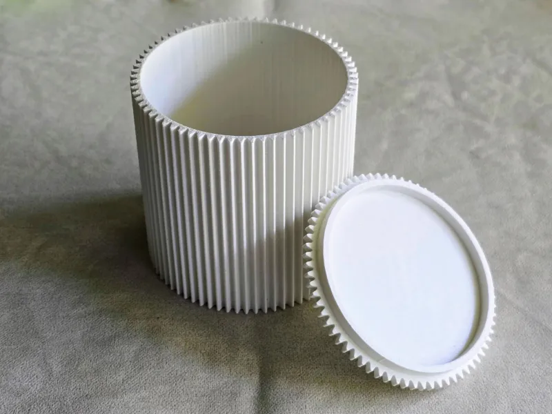 Minimalist Ribbed Container with Matching Lid