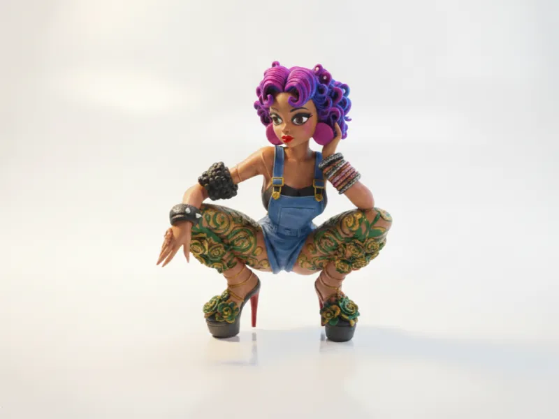 Squatting Lady Figurine Female Character 3D Printable