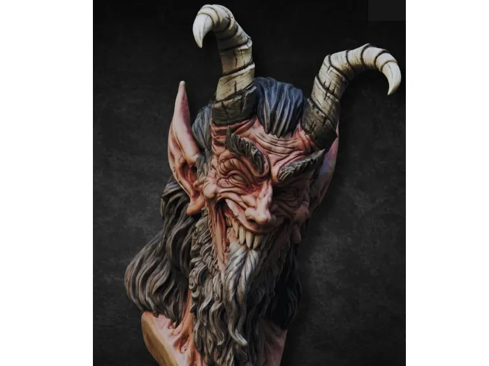 Hyperrealistic Stylized Krampus Demon Bust
