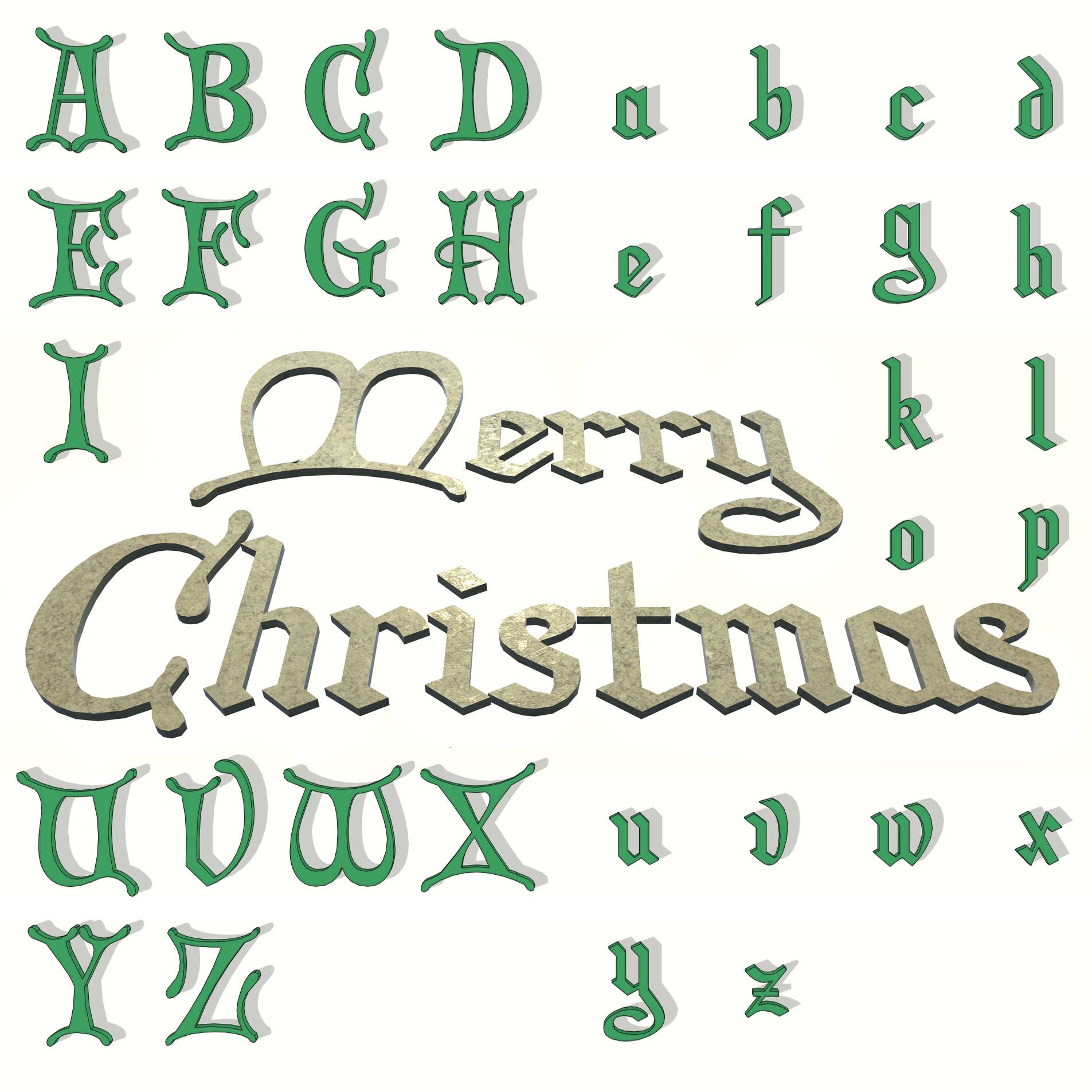 3D Printer Files | 3MF File | Christmas Lettering - Full 3D Alphabet ...