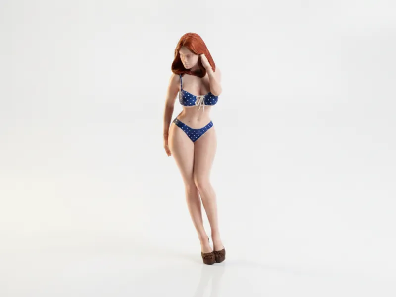 Figura da collezione di ragazza in bikini, stampabile in 3D