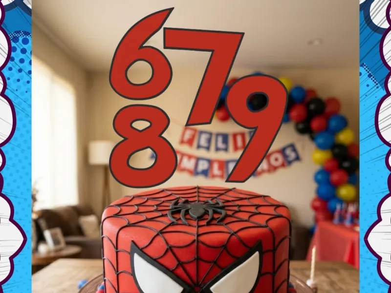 Topo de Bolo de Número e Figura do Homem-Aranha 6-9