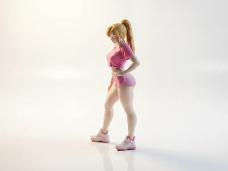 Figura Atlética de Menina Jogadora de Vôlei para Impressão 3D