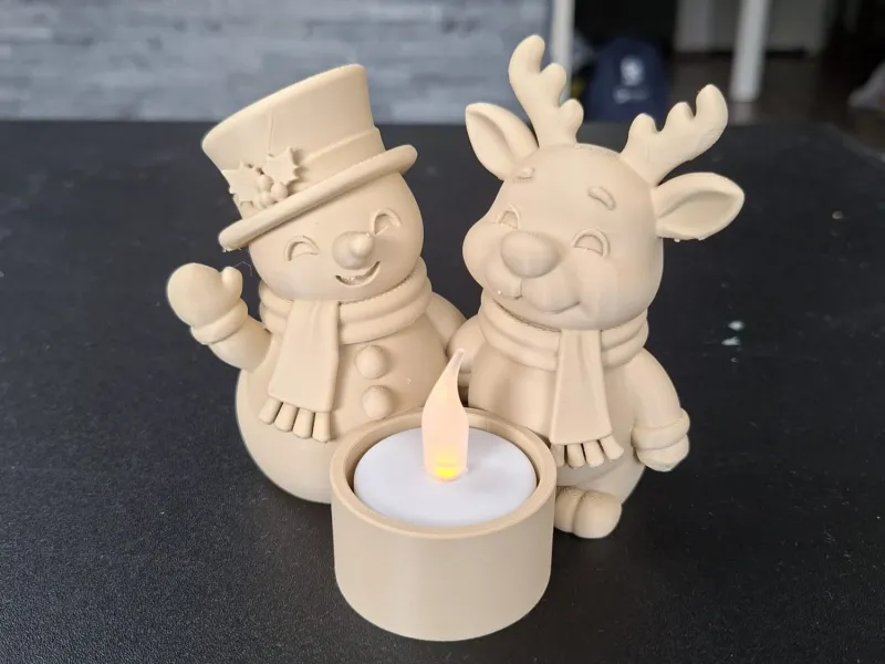 Snowman & Reindeer Christmas Tealight Holder