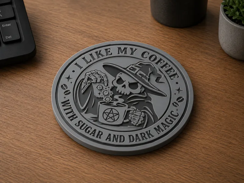 I like my coffee with sugar and Dark Magic Coaster 90x4mm
