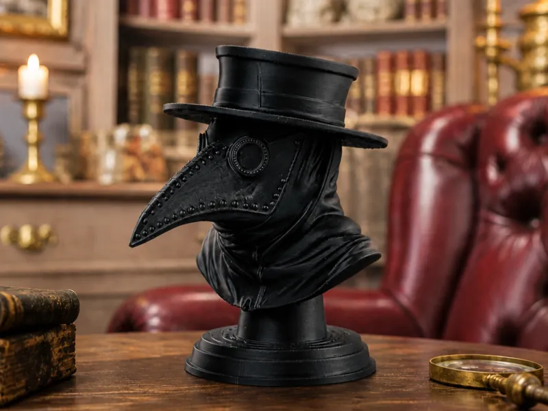 Gothic Plague Doctor Bust Dark Style Sculpture