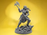Epic Female Warrior Statue Axe Fighter Fantasy Sculpture-0