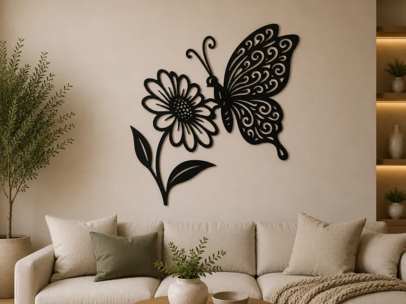 Butterfly and Daisy Floral 2D Wall Art