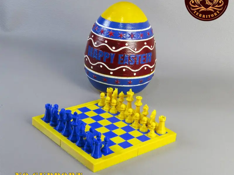 🥚🐇♔ ♕ Tabuleiro de Xadrez Ovo de Páscoa🥚🐇♔ Arquivo de Cores .3mf Incluído