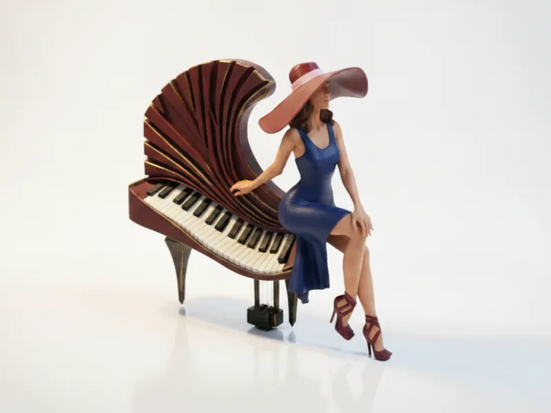 Piano Lady Figurine Female Music 3D Printable