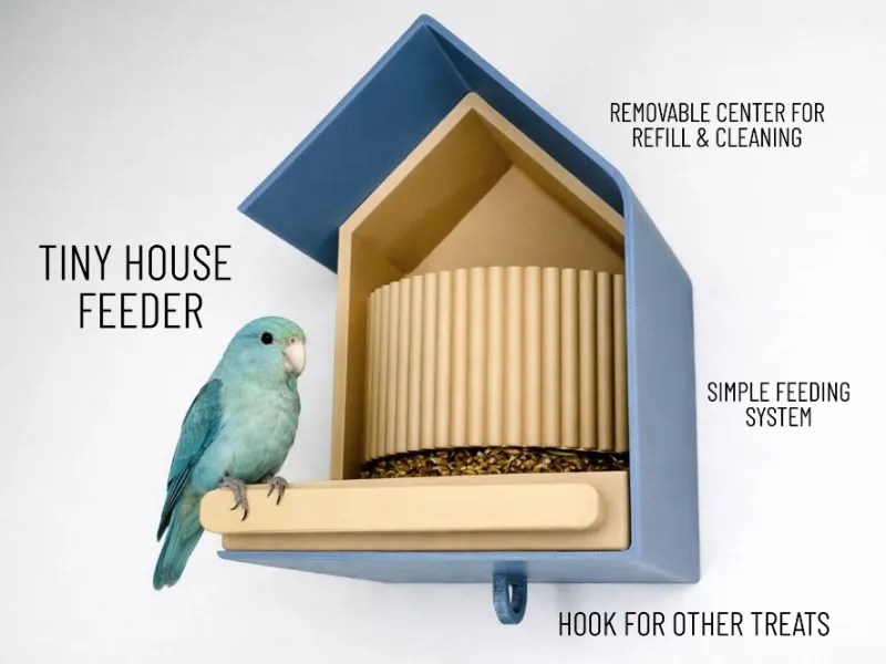 Tiny house bird parrot feeder