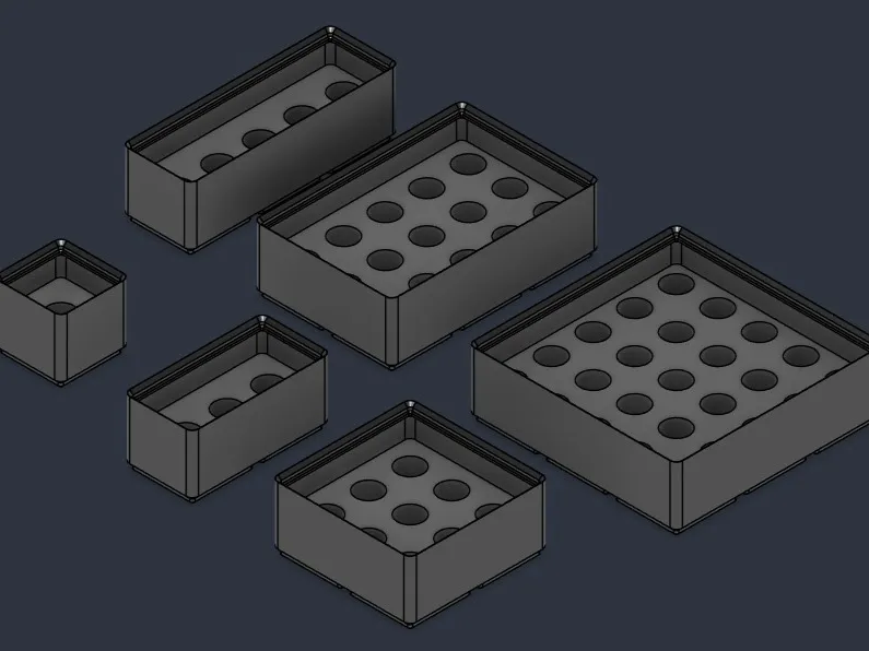 Stackable gridfinity boxes for ER11 collets