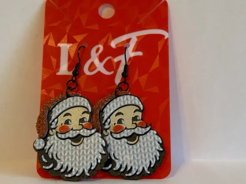 Brincos de Natal de Papai Noel Tradicional com Textura de Tricô
