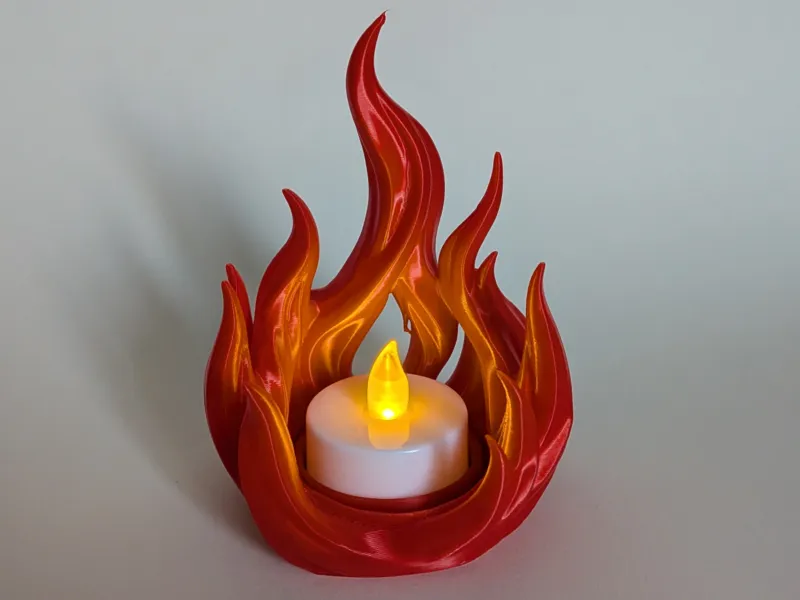 Flaming LED tealight holder