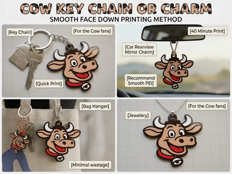 Happy Cow Key Chain or Charm