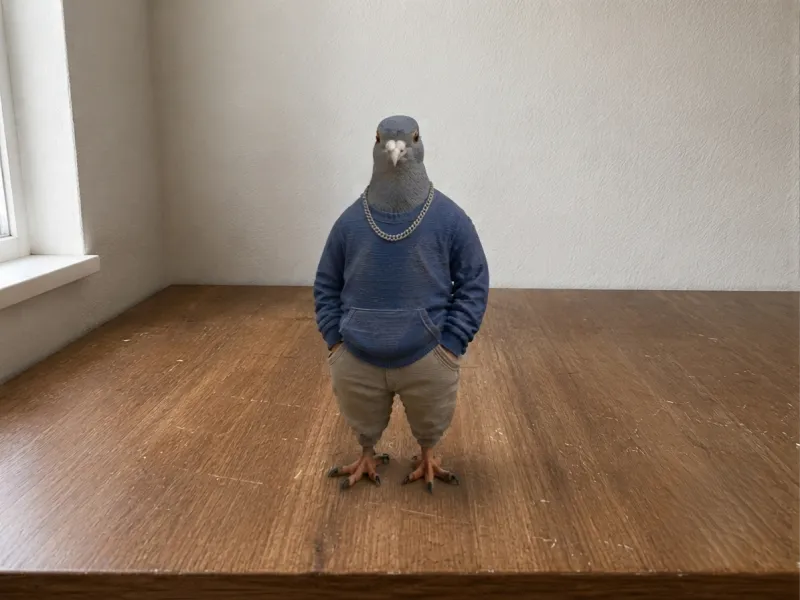 Street Style Pigeon – Hoodie & Chain