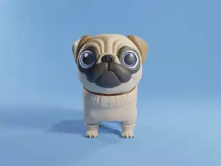 PUG DOG FLEXI - ARTICULATED - STL & 3MF MULTICOLOR