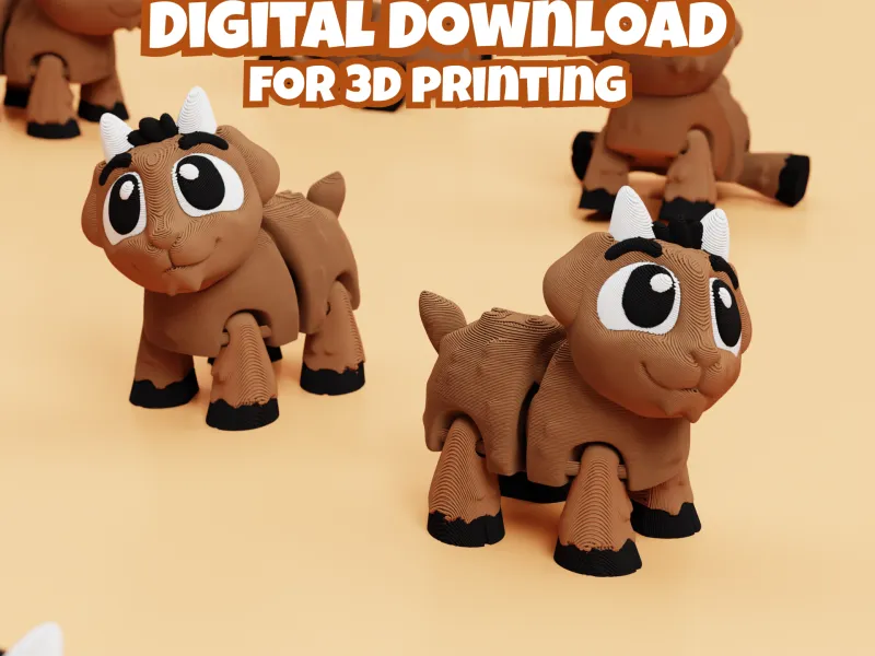 Articulated Goat 3D Print File: Flexi Fidget Toy