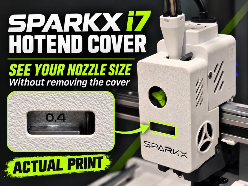 SPARKX i7 Hotendafdekking — Kijkvenster spuitmondgrootte