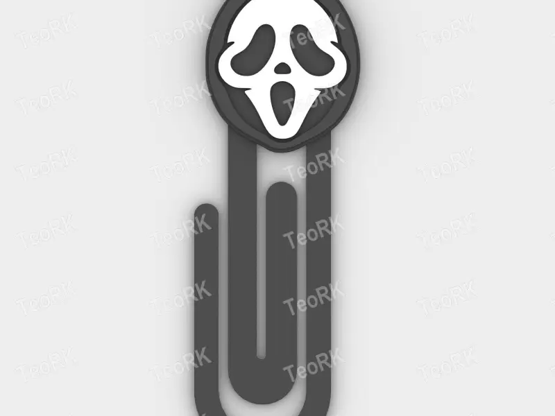 Paperclip GHOSTFACE head - horror halloween 02025 - bookmark