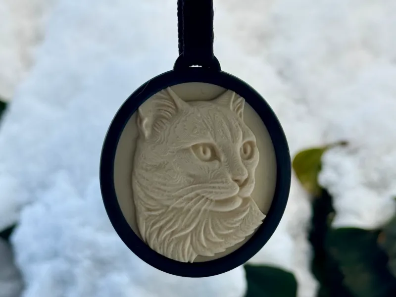 Cat Relief Medallion Pendant - Design 2