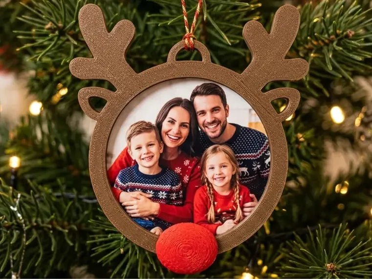 Moldura de Fotos de Árvore de Natal Rudolph