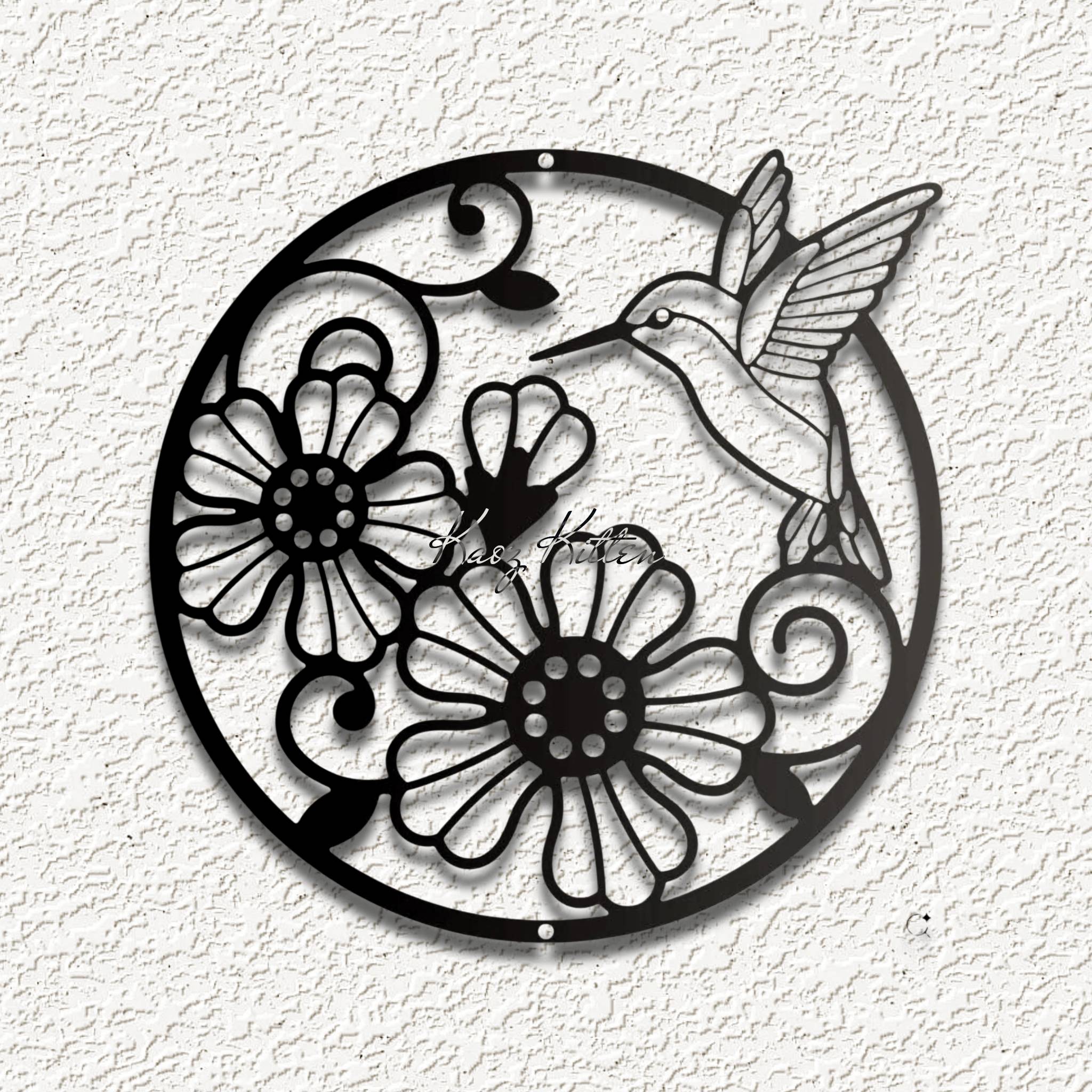 hummingbird flowers garden wall art home decor