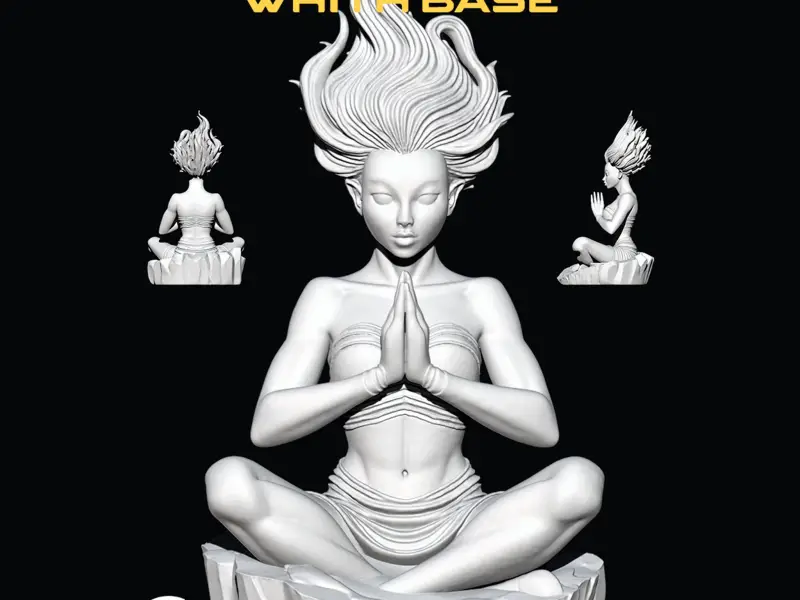 Mujer Yoga con base de piedra