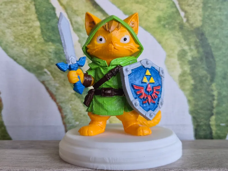Heldenachtig decoratiebeeldje kat in Link-stijl