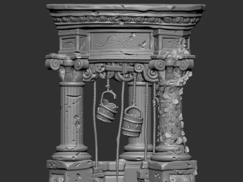 an ancient stylized water well 3D print model