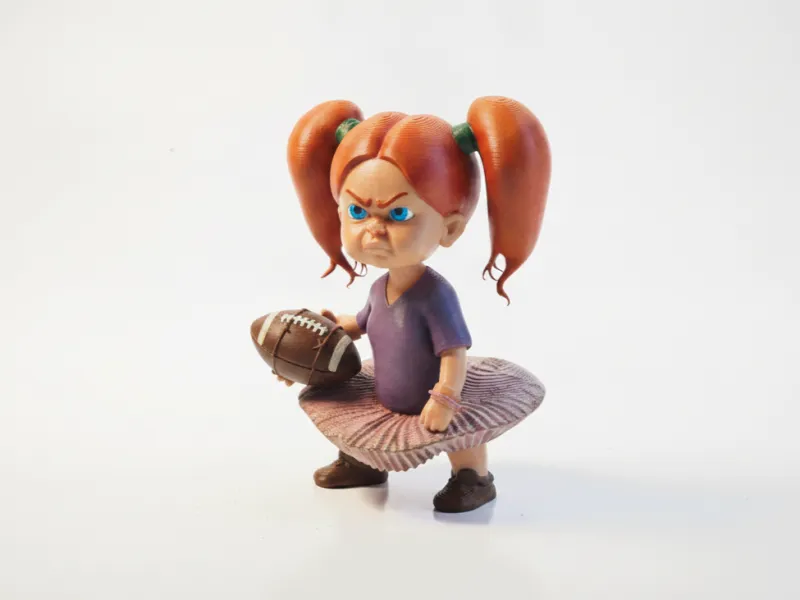 Estatueta de Menina de Futebol com Raiva Colecionável Esportivo para Impressão 3D