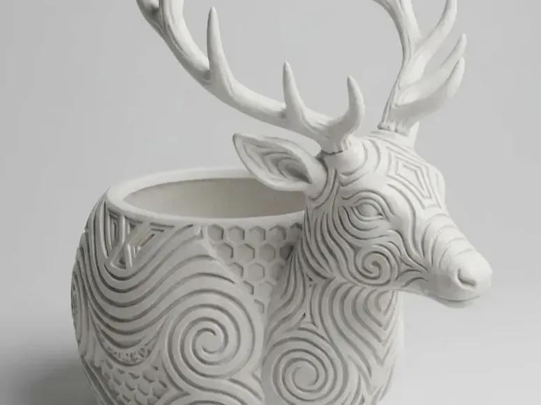 Hirsch - Kopf, Hexa Design - Behälter - Blumentopf