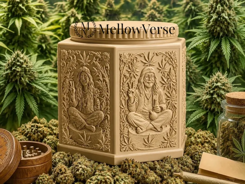 Pot de Rangement Culture Hippie – Art Cannabis Rétro - MellowVerse