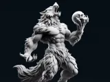 4104 Howling Werewolf with Skull 3D Printed Statue STL DND-0