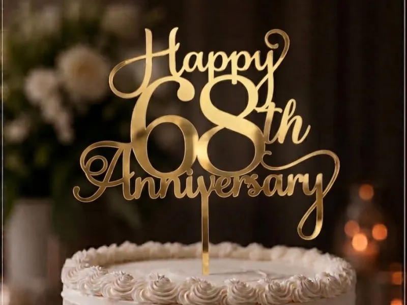 68th Anniversary Cake Topper