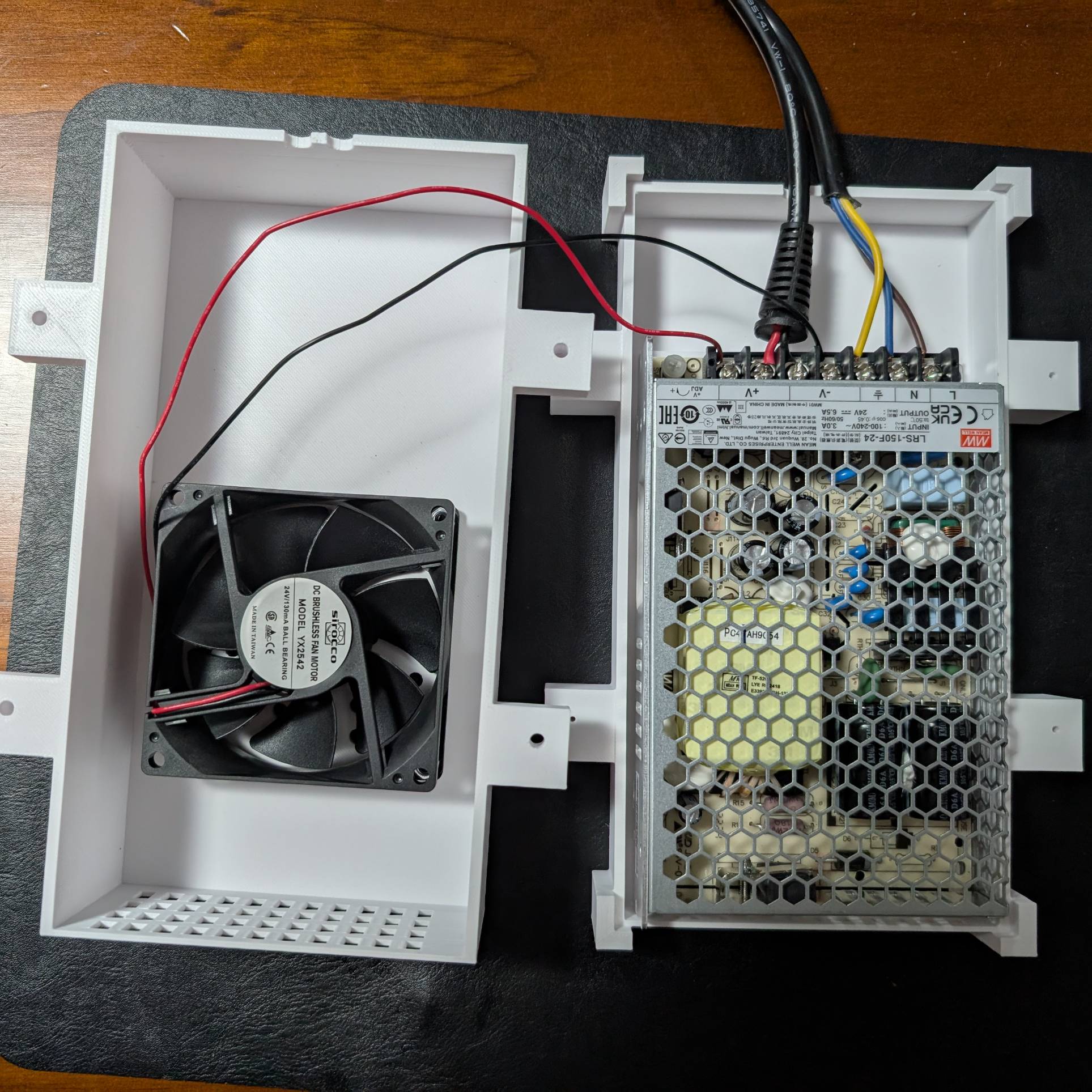 Meanwell LRS 150 power supply cover with holes for 24v Fan