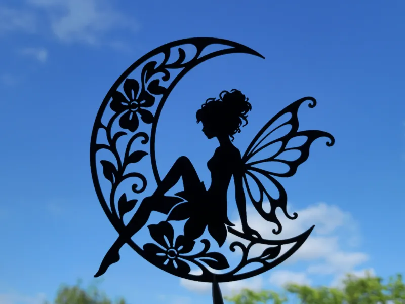 Arte de pared 2D Hada Lunar Decoración floral de fantasía