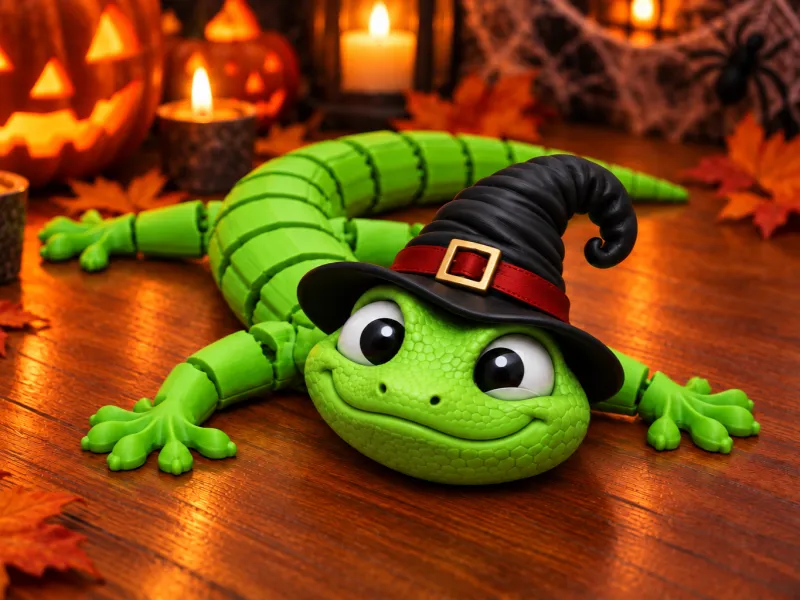 cadı şapkalı gecko halloween