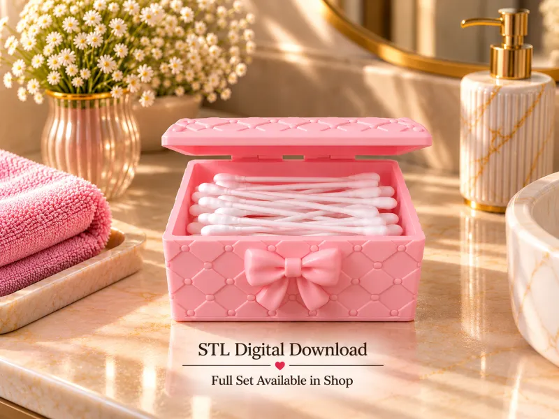 Cotton Swab Holder with Lid – Q Tip Storage Organizer