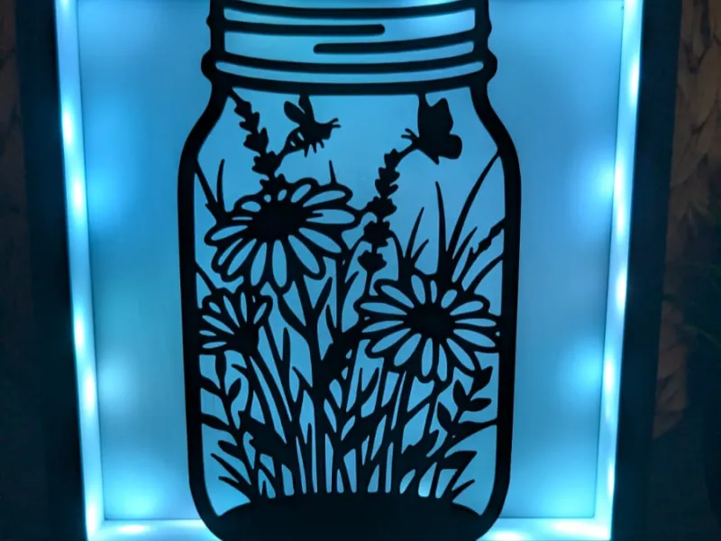 Wildflower Mason Jar - Modular Light Box Insert