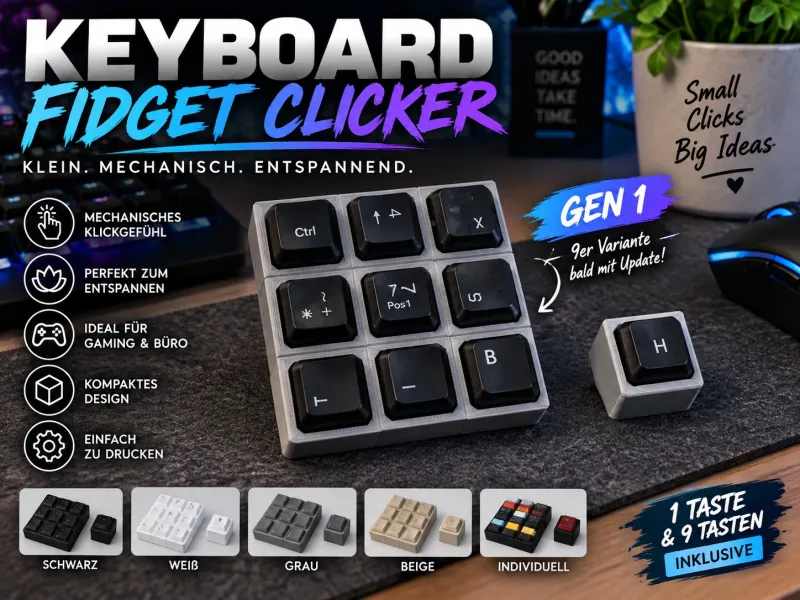 Fidget Klicker con Tasti di Tastiera – 1 e 9 Tasti