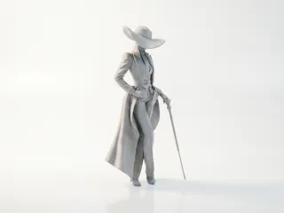 Lady With Cane Elegant Figure 3D Printable