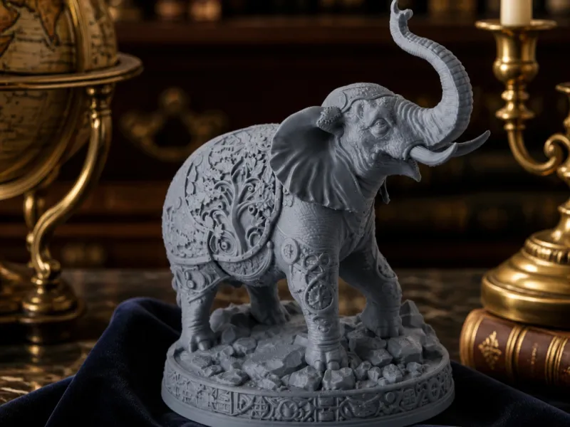 Regal Elephant Sculpture - Ornate Figurine Decor