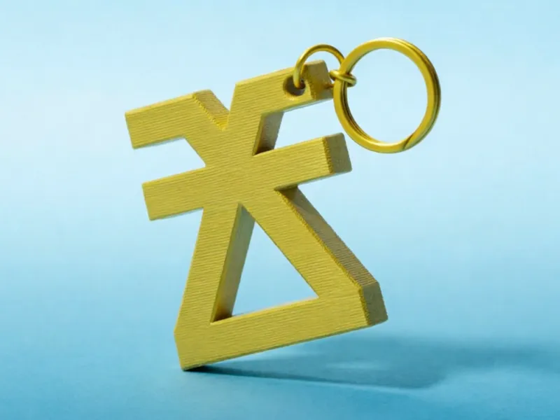 A keyring in the form of a rune